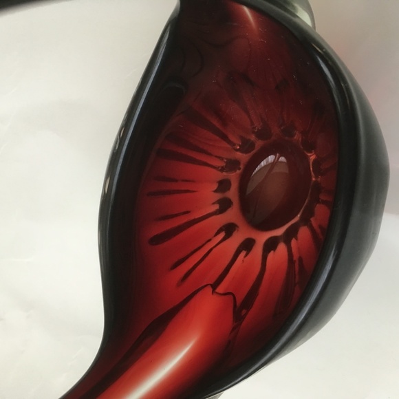 Hand made blown glass basket candy basket glass basket with handle - Picture 5 of 7